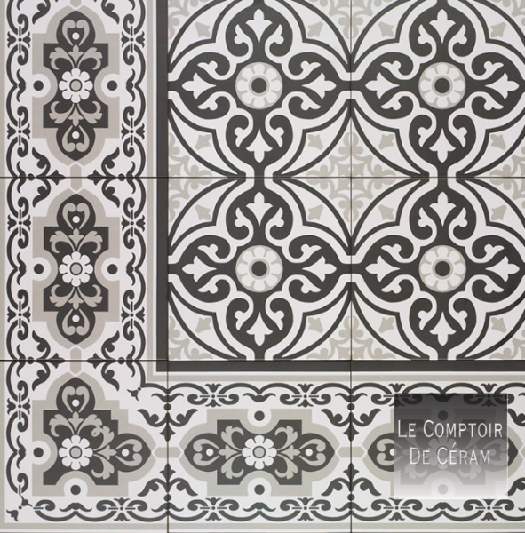 carrelage terrasse aspect carreaux de ciment noir et blanc 2025 lyon 69