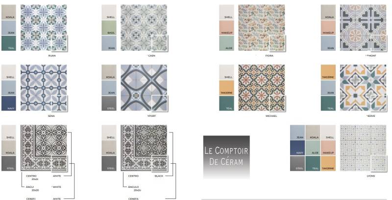 carreaux imitation carreaux de ciment 20 x 20 cm pour terrasse et intérieur antidérapant R10 Bordeaux 33