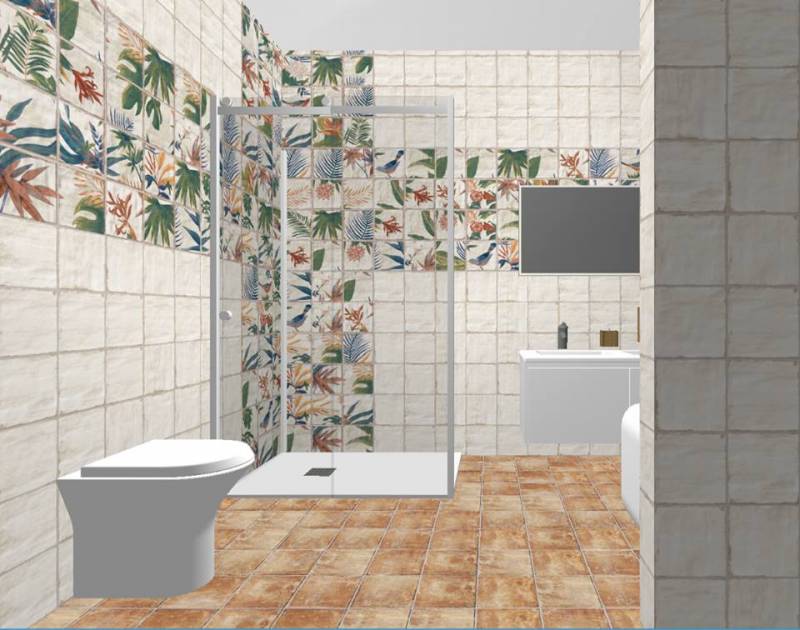 CARRELAGE  A MOTIFS FLORAUX RENNES 35