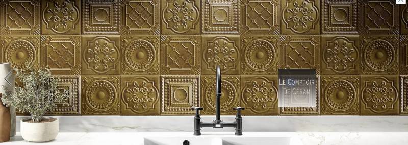 carrelage doré à relief salle de bain toulouse 31