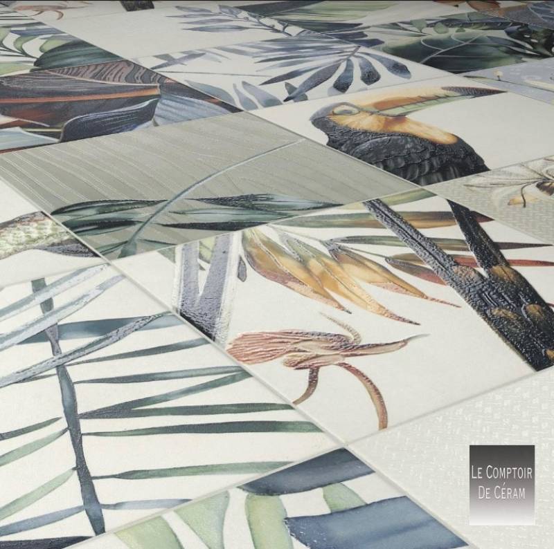 CARRELAGE MURAL A MOTIFS JUNGLE 25 X 20 CM  LILLE 59