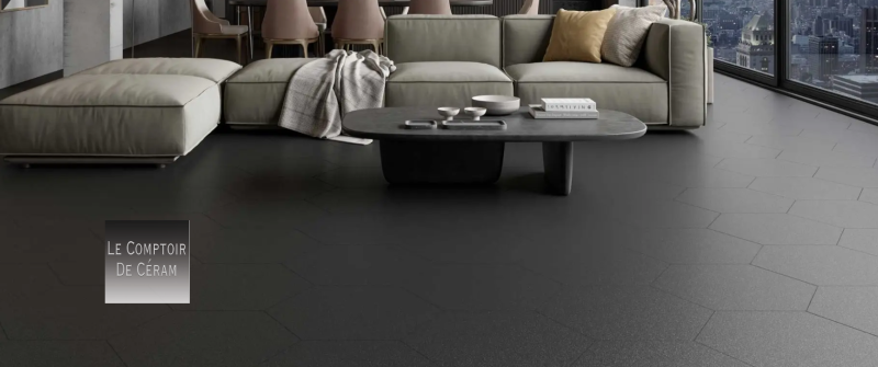 carrelage hexagonal effet marbre mat noir 2024 marseille 13