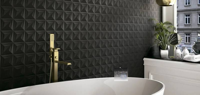 faience mural 3d tridimensionnelle noir mate design grenoble 38
