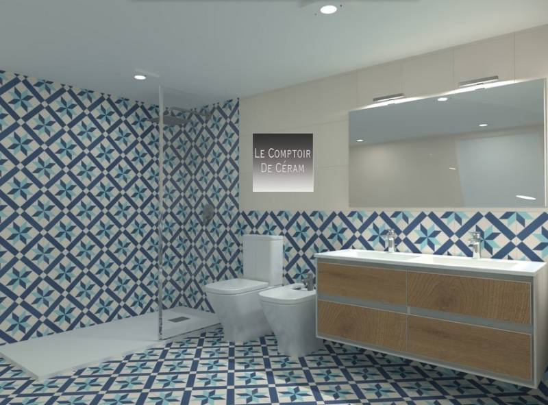 carrelage carreaux de ciment etoile vintage antidérapant pour salle de bain lyon 69