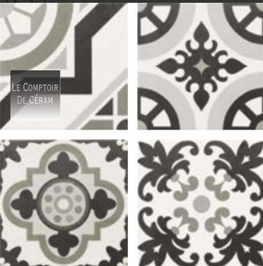patchwork carreaux de ciment retro noir et blanc 33 x 33 cm montpellier 34