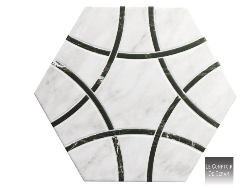tomette effet marbre blanc noir géométrique Nantes 44 