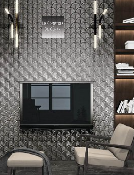 faïence murale coquillage argenté cannes 06