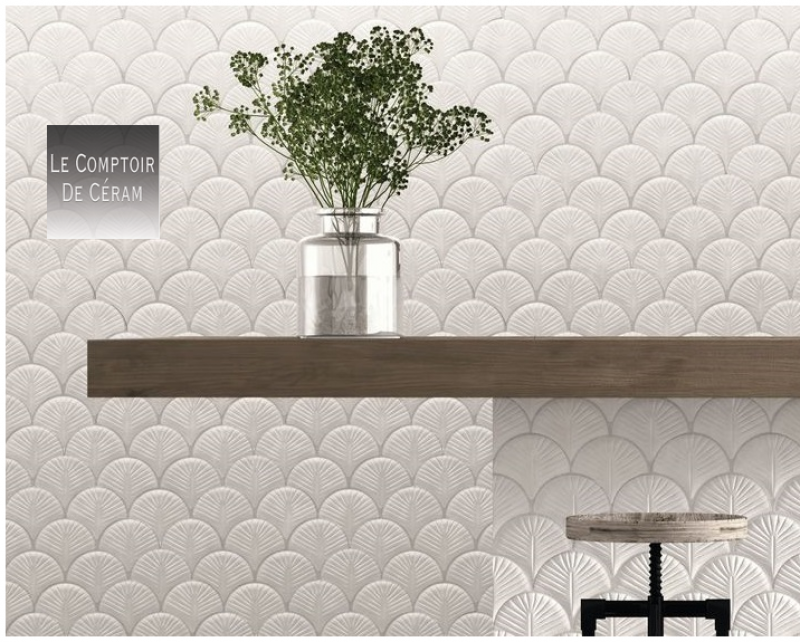 carrelage mural coquillage blanc design beziers 34