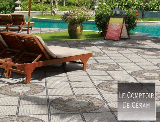CARRELAGE POUR TERRASSE MOSAIQUE PIERRE BEIGE 44 X 44 CM BORDEAUX 33
