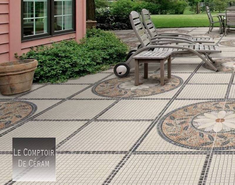 CARRELAGE POUR TERRASSE ANTI DERAPANTE EN MOSAIQUE 44 X 44 CM AVIGNON 83