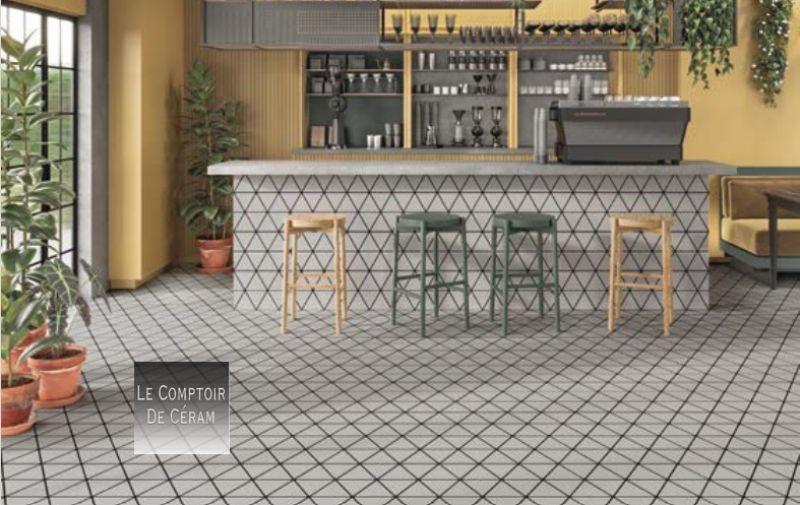 carrelage sol forme triangle design noir et blanc hauts de seine 92