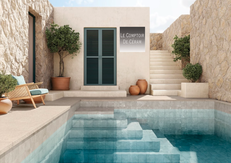 carrelage design bleu clair piscine design Nice 06