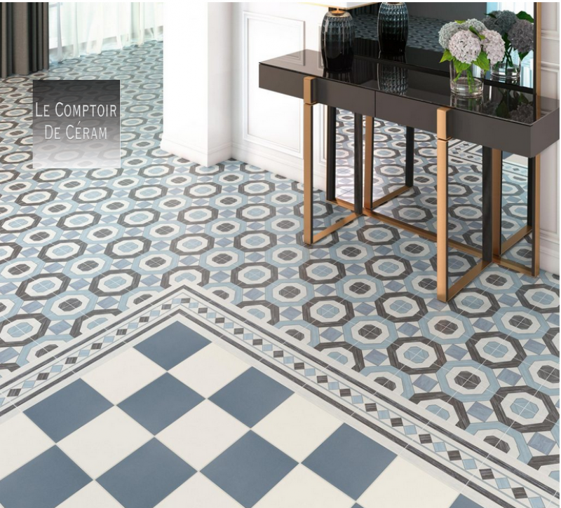 carrelage damier bleu et blanc 20 x 20 cm anti derapant petit prix macon 71