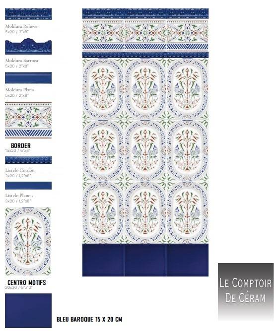 faïence espagnole portugaise bleu à motifs baroque cannes 06