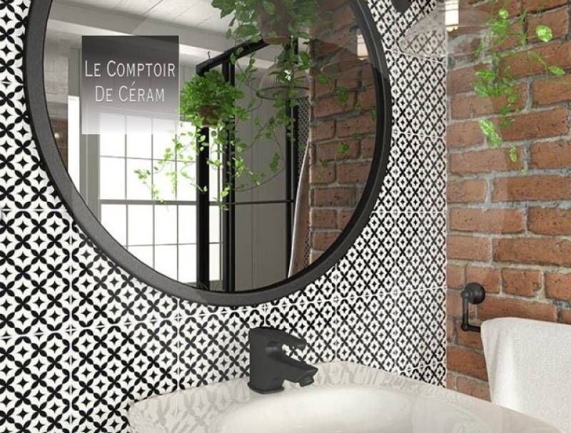 carrelage salle de bain retro noir et blanc 20 x 20 cm Lille 59