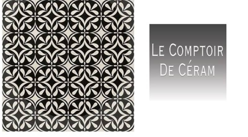 carrelage gres cerame motifs anciens noir et blanc 20 x 20 cm PEI IV bordeaux 33