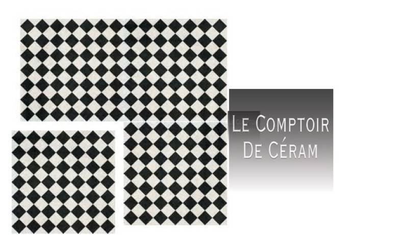 carrelage sol et mur noir blanc a petit damier design lyon 69