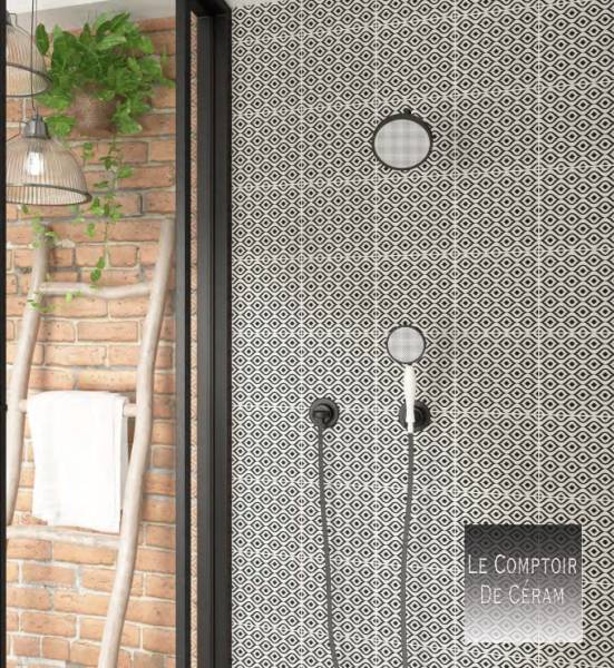 carrelage mural motifs retro black and white valence 26