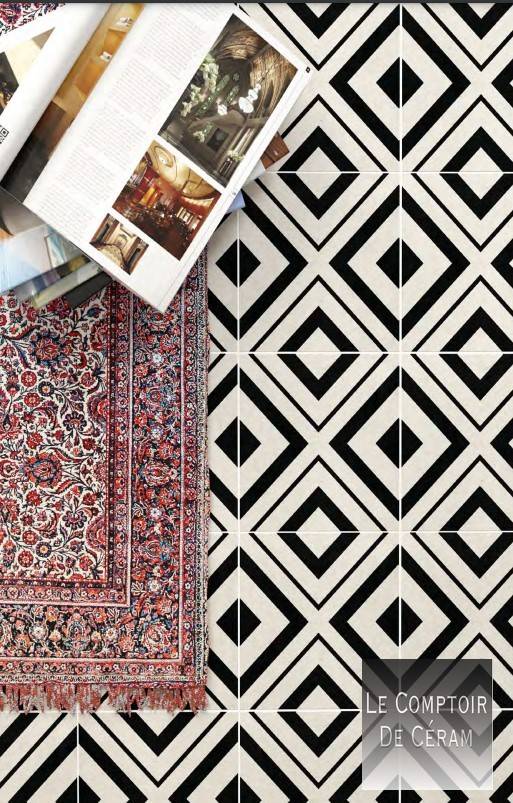 carrelage hydraulique noir et blanc pei 4 20 x 20 cm Strasbourg 67