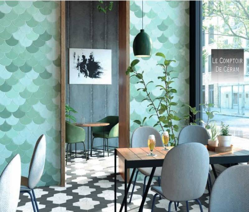 carrelage mural bleu vert écaille de poisson petit prix orléans 45