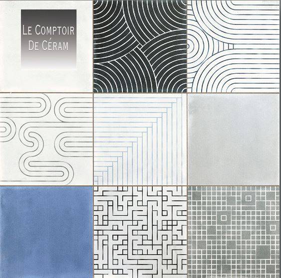 carrelage gres cerame a motifs bleu 59 x 59 cm Marseille 13